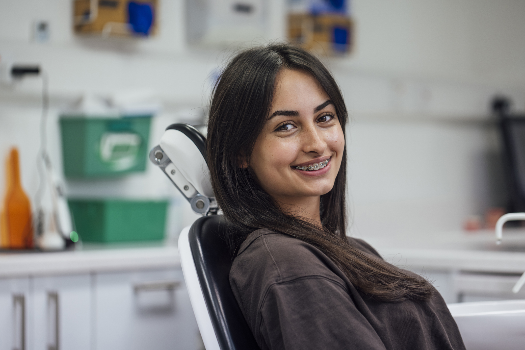 a woman sitting in a chair